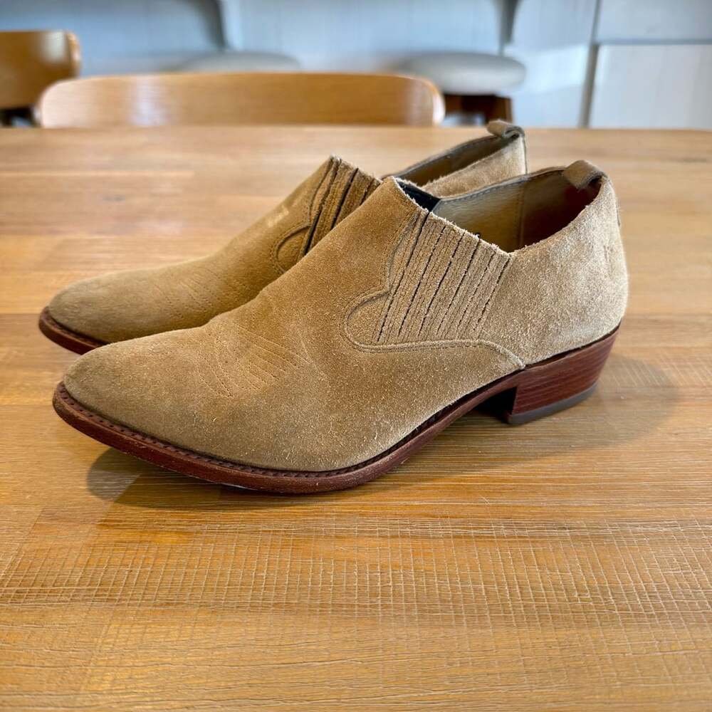 Frye Beige Suede Billy Shootie Western Booties Sz 7